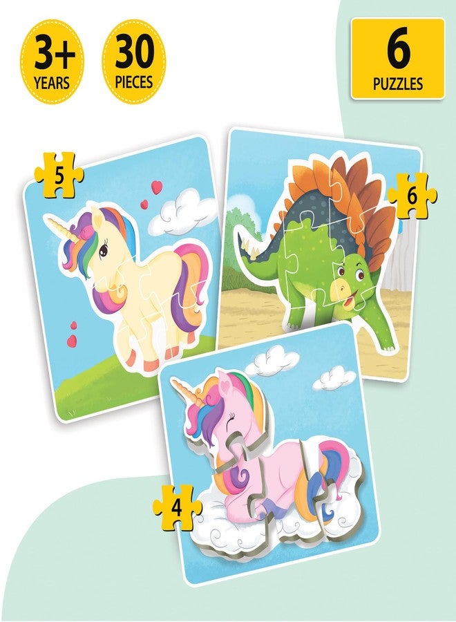 Little Berry Baby’s First Puzzle Game: Dinosaurs & Unicorns | Combo Set of 2 Cardboard Puzzles with 15pcs Each | Montessori Educational Toys for 2 3 4 Year Old Boys & Girls | Early Puzzle Set for Kids - Image 2